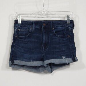 American Eagle Next Level Stretch  Super Hi-Rise Shortie Shorts Cuffed Womens  2